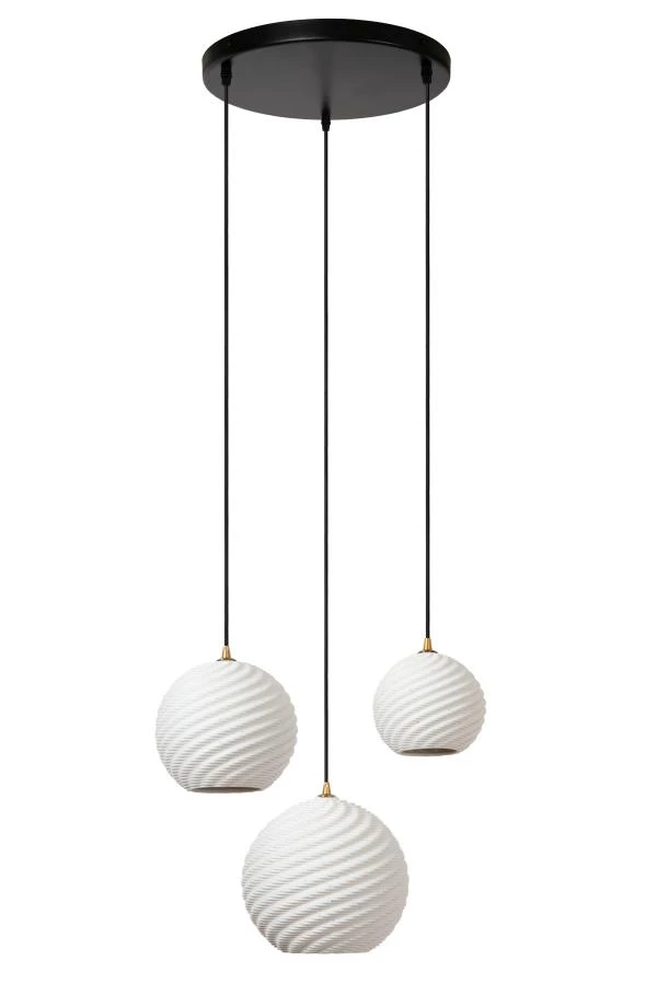 Lucide BINA - Hanglamp - Ø 40 cm - 3xE27 - Wit - uitgezet